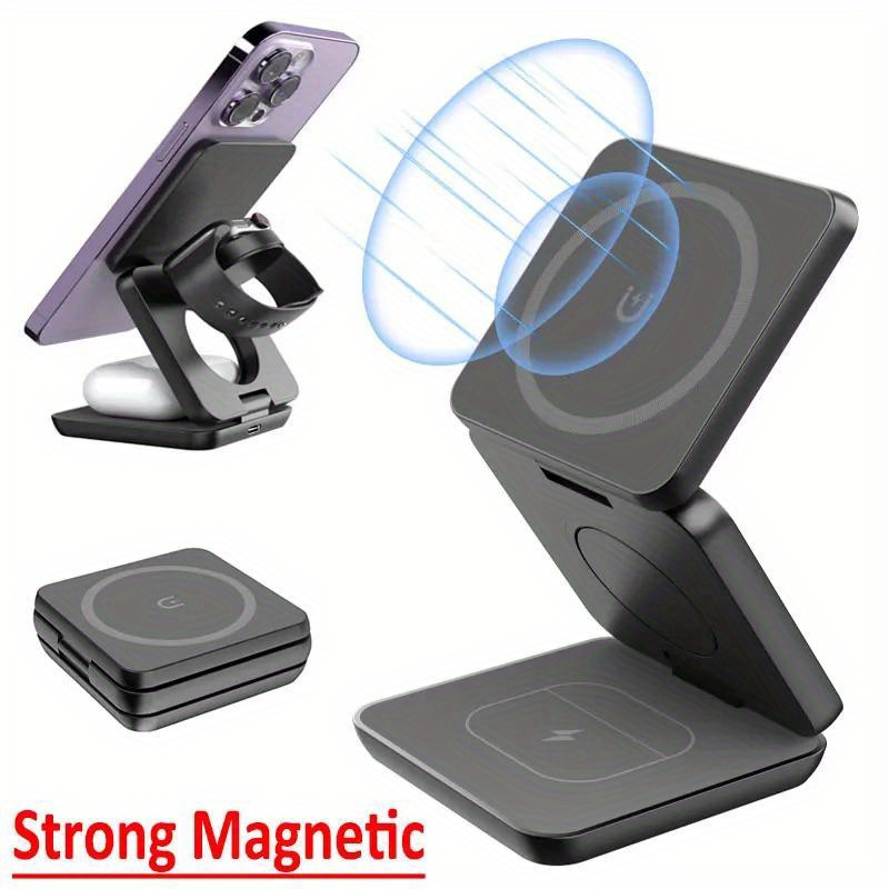 Wireless Charger 3 In 1 - 아이폰 16/15/14/13/12, 애플워치 10/9/8/7/6/5/4/3/SE, 에어팟 3/2/Pro용