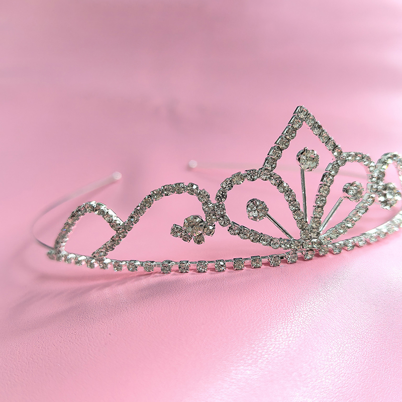 Tech Hair Accessories - 실버 컬러 라인스톤 신부 왕관 럭셔리