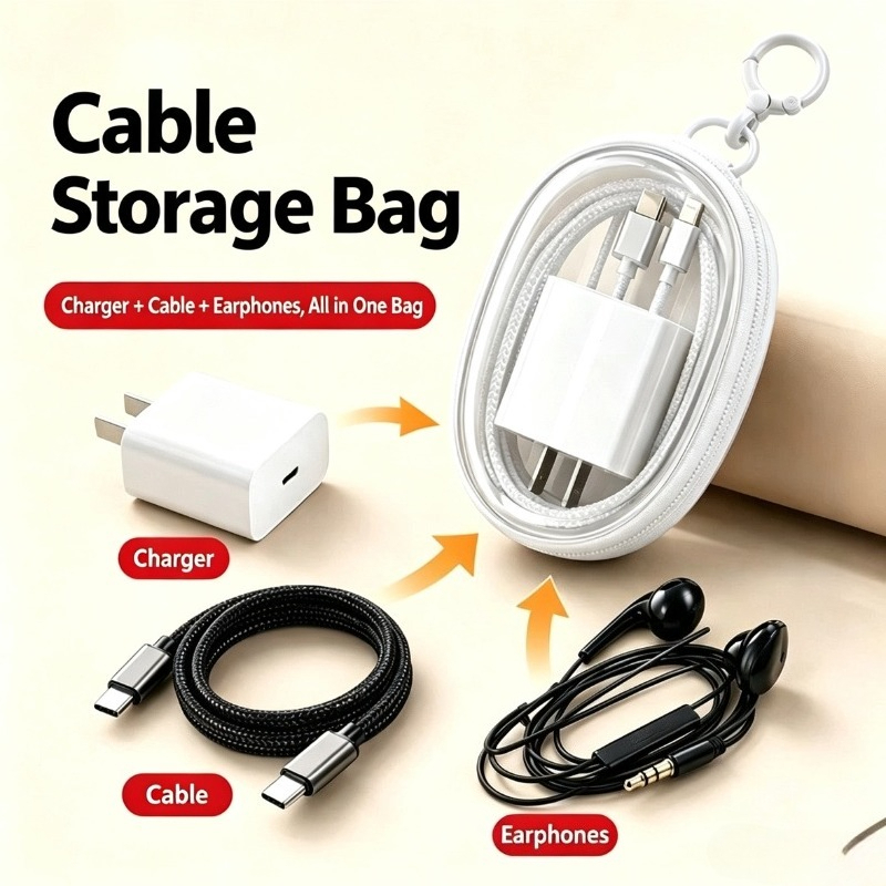 Cable Organizer Bag - 휴대용 여행 방수 데이터 케이블 보관