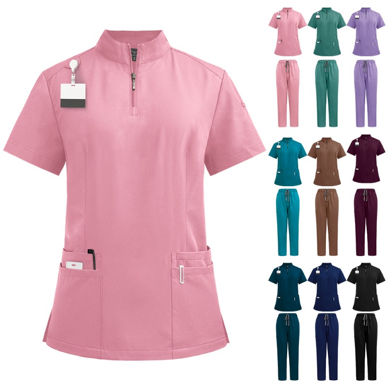 Vet Tech Accessories - 중성적인 의료용 무광 스탠드업 칼라 지퍼