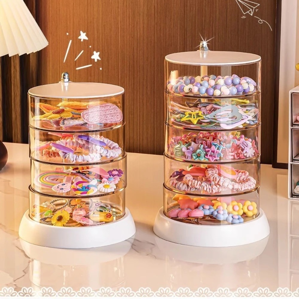 Tech Hair Accessories - 360도 회전 투명 헤어 액세서리 정리함,