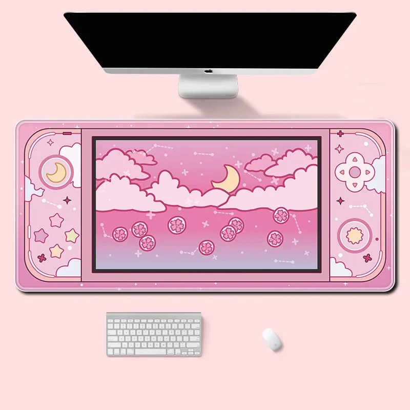 Kawaii Tech Accessories - 달과 별 대형 책상 매트 Kawaii