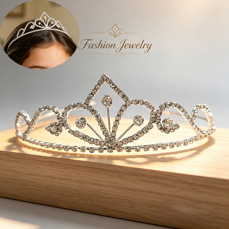 실버 컬러 라인스톤 신부 왕관 럭셔리 크리스탈 티아라  - Tech Hair Accessories 리뷰 및 가격