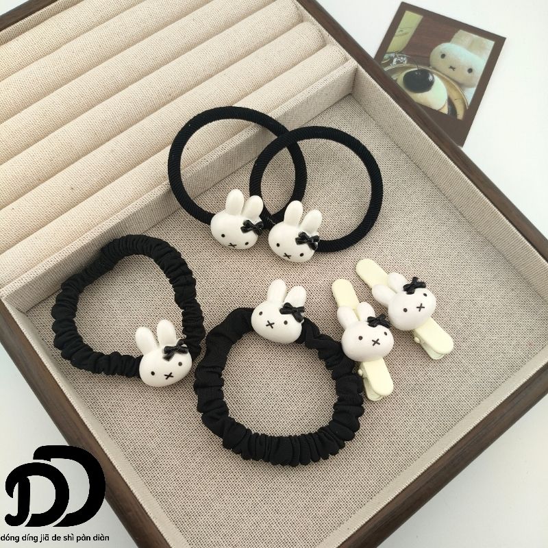 귀여운 미피 토끼 리본 머리끈, 블랙 만화 덕빌 클립  - Tech Hair Accessories 리뷰 및 가격