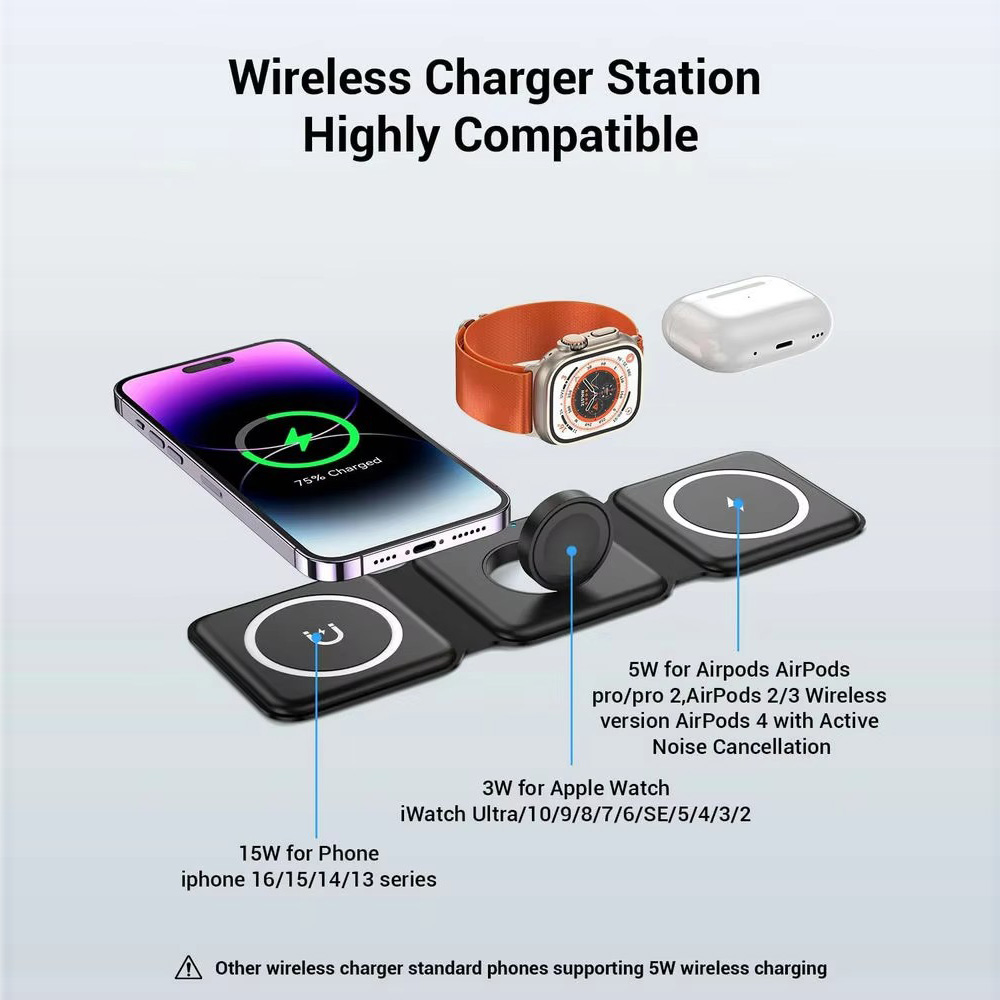 3-in-1 마그네틱 폴딩 무선 충전기, 15W 고속  - Wireless Charger 3 In 1 리뷰 및 가격