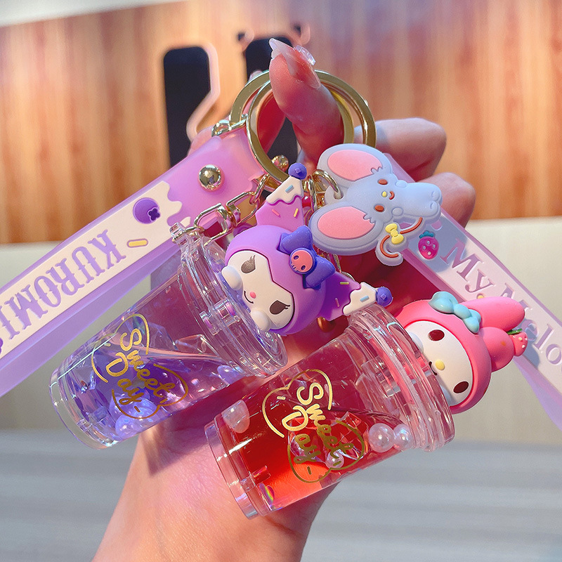 산리오 쿠로미 멜로디 퀵샌드 키체인 귀여운 밀크티 컵  - Kawaii Tech Accessories 리뷰 및 가격